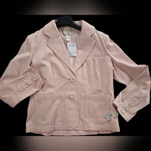 Talbots Pink and White Stretch Cotton Searsucker Railroad Pinstripe  - 6P